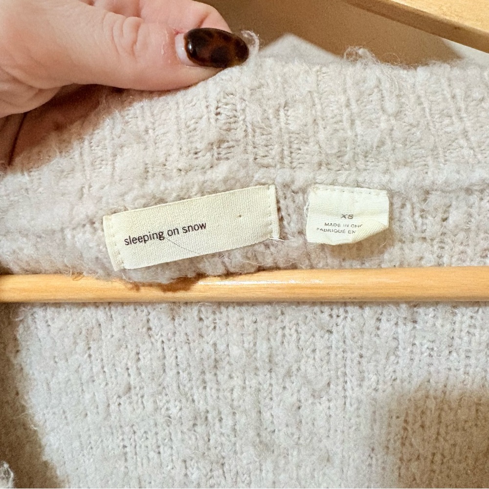 XS Sleeping on Snow Anthropologie Oversized Wool Alpaca Blend Cream Sweater - Picture 2 of 4